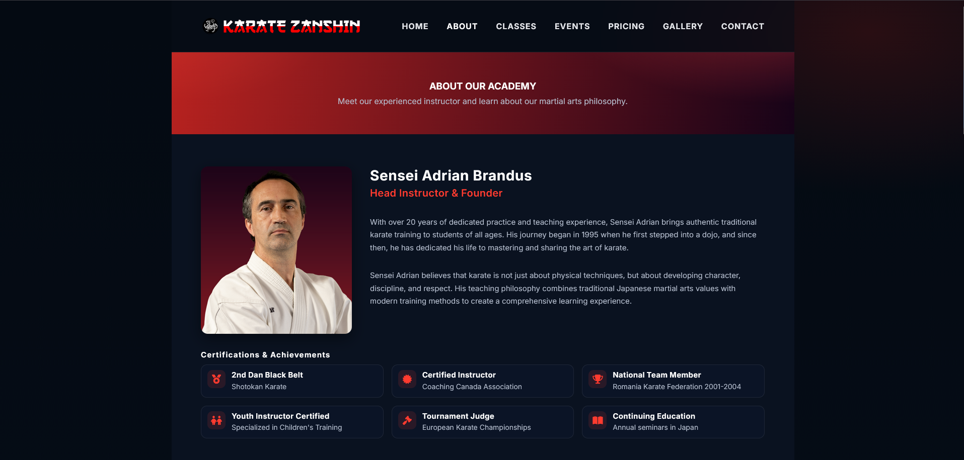 Karate Zanshin Academy About Page