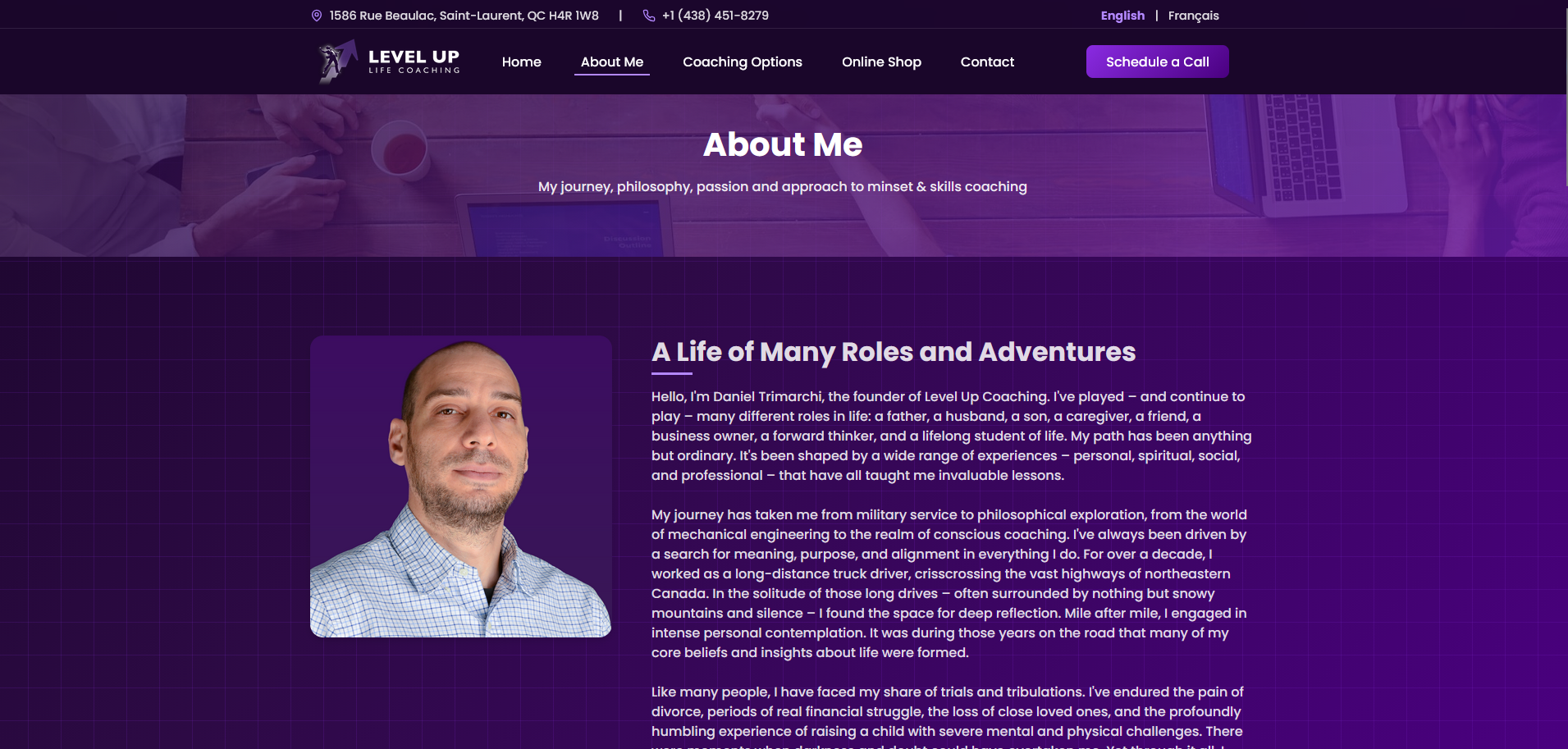 Level Up Coaching About Me Page