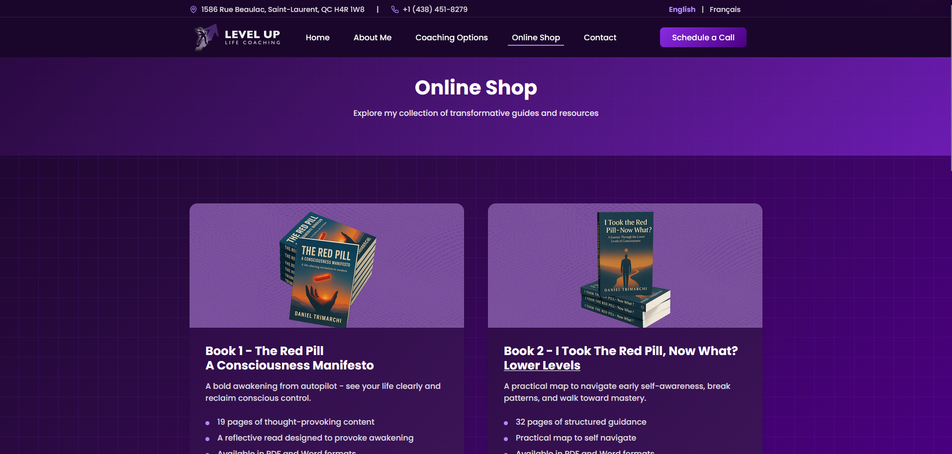 Level Up Coaching Online Shop Page